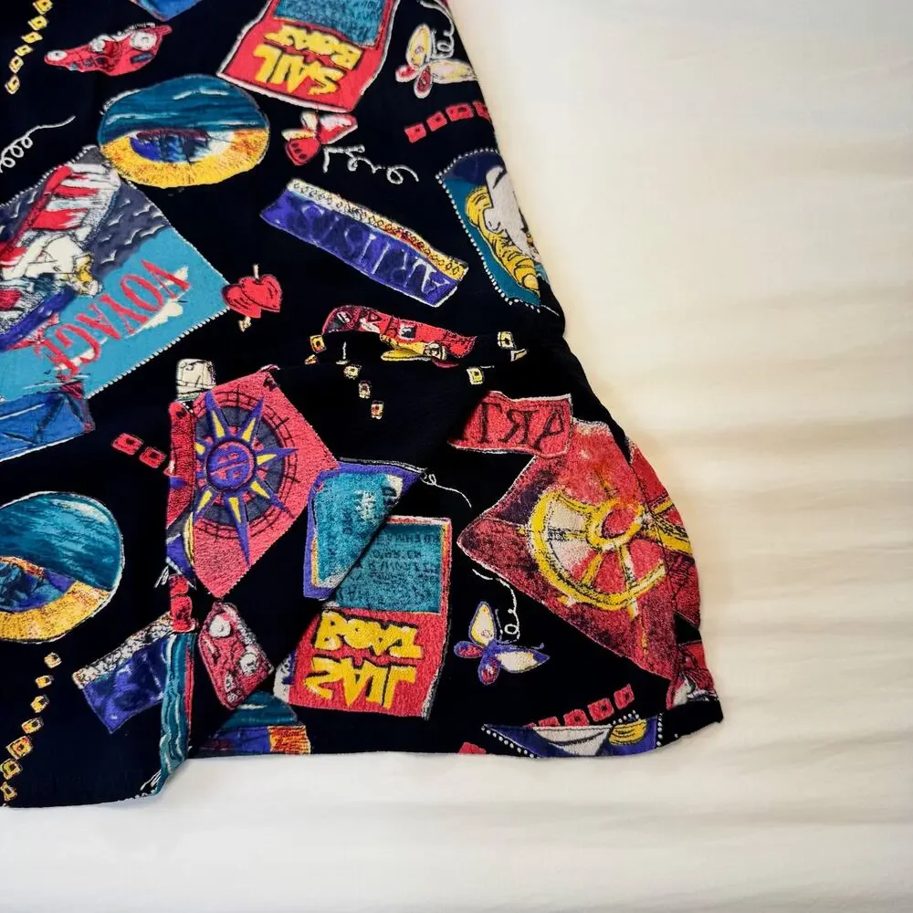 Chico's VTG Pop Art Graphic Camp Shirt Womens 2 Large Art To Wear Maximalist 90s - Picture 9 of 14